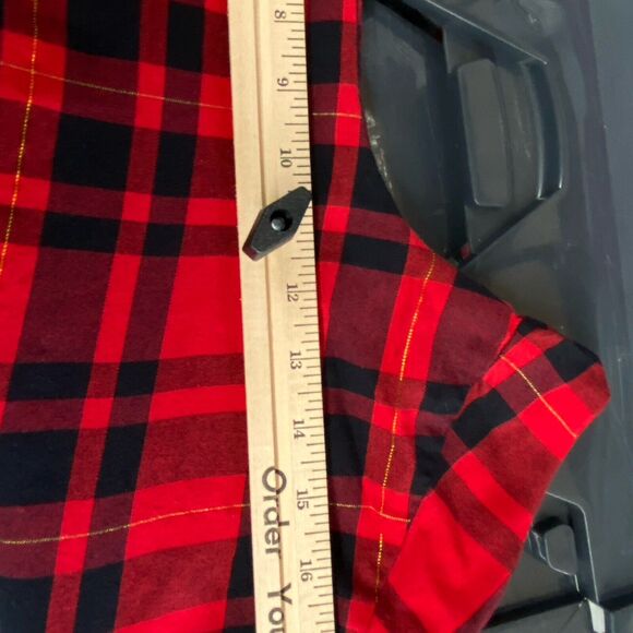 Victorias Secret pajama pant Plaid Holiday Metallic Gold cotton Velvet Waist 2XL - Picture 8 of 9